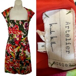 ARTELIER Nicole MILLER Chic Tropical FLORAL Print DRESS Size 6